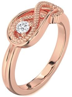 Diamond Rose Gold Infinity Knot Round Promise Ring