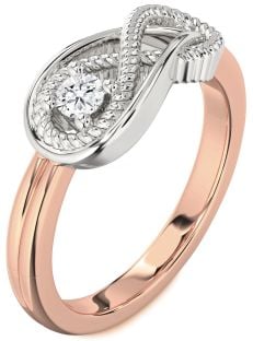 Diamond Platinum & Rose Gold Infinity Knot Round Promise Ring
