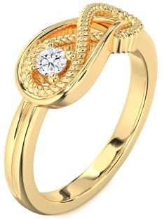 Diamond Gold Infinity Knot Round Promise Ring