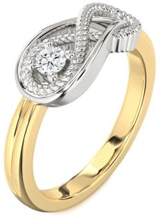 Diamond Platinum & Yellow Gold Infinity Knot Round Promise Ring