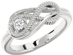 Diamond White Gold Infinity Knot Round Promise Ring
