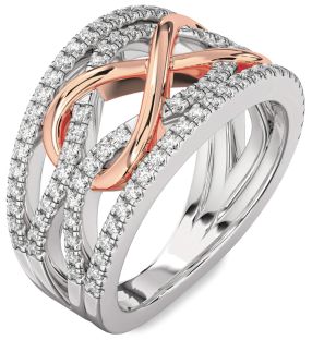 Diamond Silver & 10K Rose Gold Infinity Ring