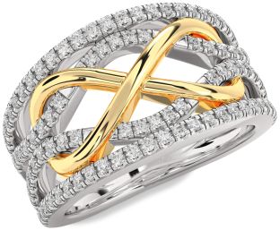 Diamond Silver & 10K gold Infinity Ring