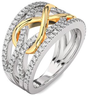 Diamond Silver & 10K gold Infinity Ring