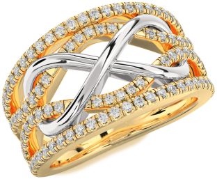 Diamond White Yellow Gold Infinity Ring