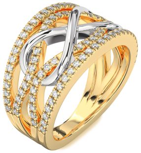 Diamond White Yellow Gold Infinity Ring