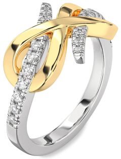Diamond Silver & 10K gold Infinity Round Ring