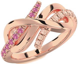 Pink Sapphire & Morganite Rose Gold Infinity Round Promise Ring