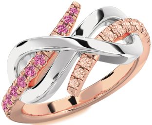 Pink Sapphire & Morganite Platinum & Rose Gold Infinity Round Promise Ring