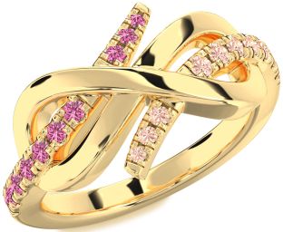 Pink Sapphire & Morganite Gold Infinity Round Promise Ring