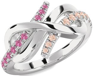 Pink Sapphire & Morganite Platinum Infinity Round Promise Ring