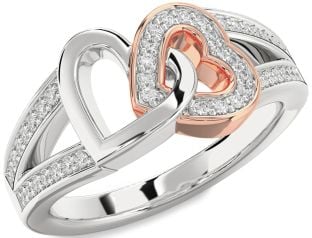 Diamond White Rose Gold Heart Ring