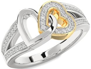 Diamond Silver & 10K gold Heart Ring