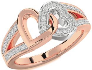 Diamond White Rose Gold Heart Ring