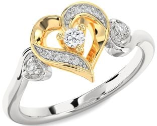 Diamond Silver & 10K gold Heart Promise Ring