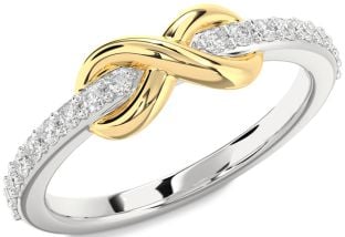 Diamond Silver & 10K gold Infinity Round Ring