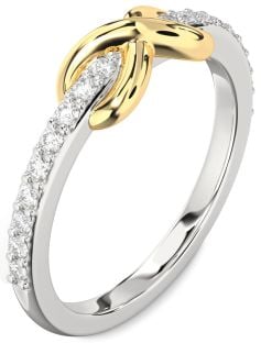 Diamond Silver & 10K gold Infinity Round Ring