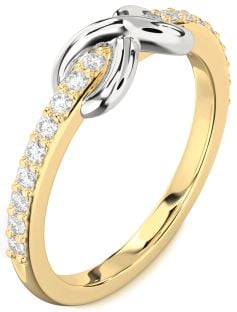 Diamond White Yellow Gold Infinity Round Ring