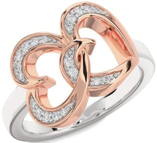 Diamond White Rose Gold Heart Ring