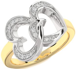 Diamond White Yellow Gold Heart Ring
