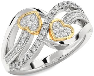 Diamond Silver & 10K gold Heart Ring
