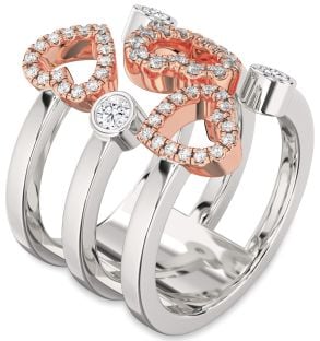 Diamond Platinum & Rose Gold Heart Ring