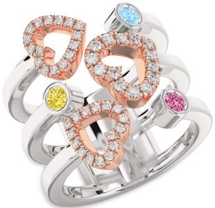 Platinum & Rose Gold Heart Promise Ring
