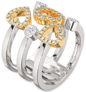 Diamond Silver & 10K gold Heart Ring