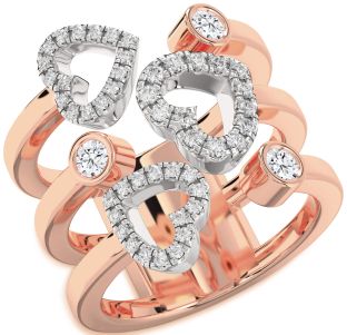 Diamond Platinum & Rose Gold Heart Ring