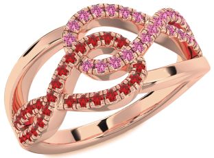 Ruby & Pink Sapphire Rose Gold Infinity Round Promise Ring