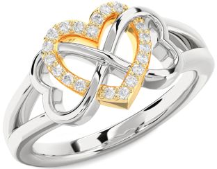 Diamond Silver & 10K gold Heart Infinity Ring