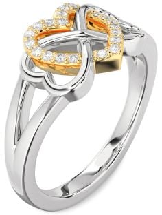 Diamond Silver & 10K gold Heart Infinity Ring