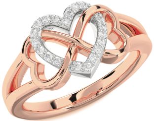 Diamond Platinum & Rose Gold Heart Infinity Ring