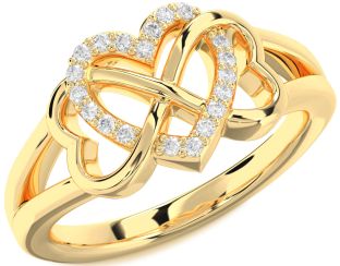Diamond Gold Heart Infinity Ring