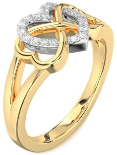 Diamond White Yellow Gold Heart Infinity Ring