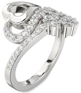 Diamond Platinum Heart Flower Promise Ring