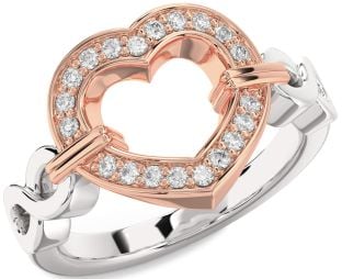 Diamond Silver & 10K Rose Gold Heart Infinity Ring