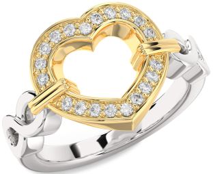 Diamond Silver & 10K gold Heart Infinity Ring