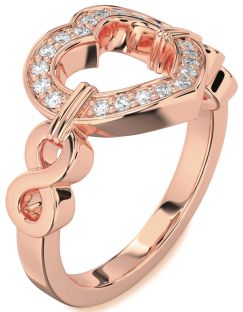 Diamond Rose Gold Heart Infinity Ring