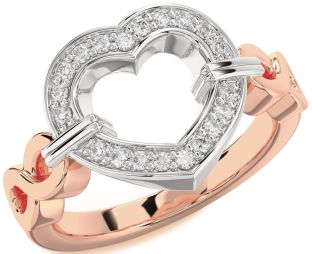 Diamond Platinum & Rose Gold Heart Infinity Ring