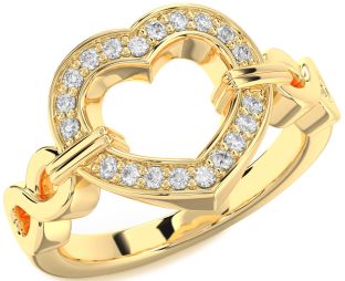 Diamond Gold Heart Infinity Ring