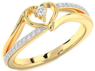 Diamond Gold Heart Promise Ring