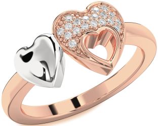 Diamond Platinum & Rose Gold Heart Ring