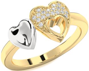 Diamond Platinum & Yellow Gold Heart Ring