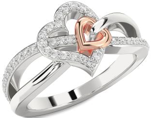 Diamond Platinum & Rose Gold Heart Ring