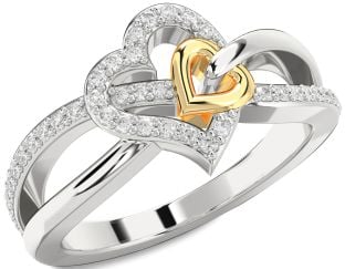 Diamond Platinum & Yellow Gold Heart Ring