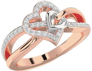Diamond Platinum & Rose Gold Heart Ring