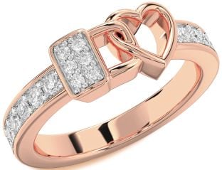 Diamond Rose Gold Heart Lock Ring