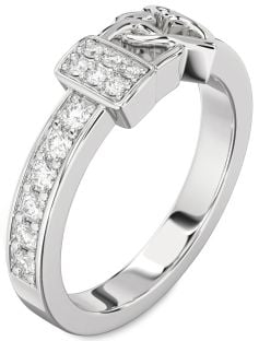 Diamond White Gold Heart Lock Ring