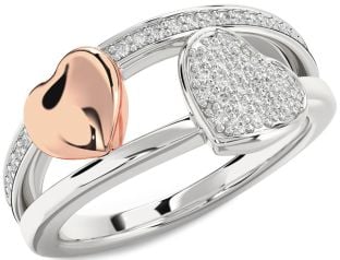 Diamond White Rose Gold Heart Ring